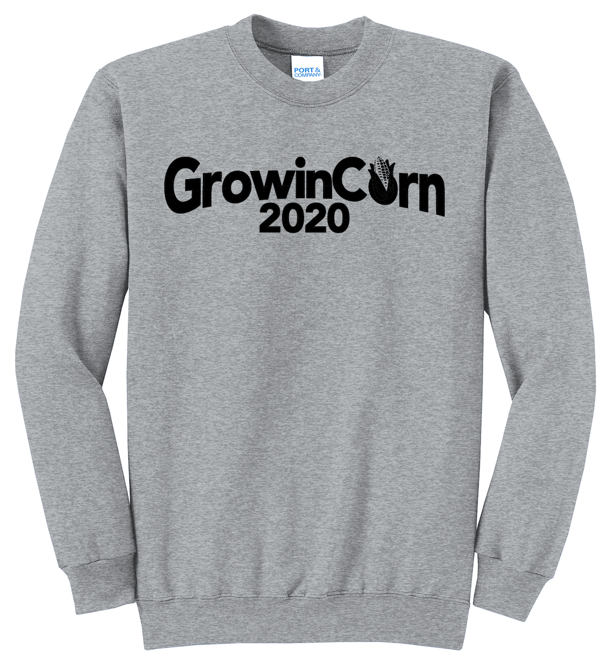 Growin Corn Grey Crewneck - Black Print